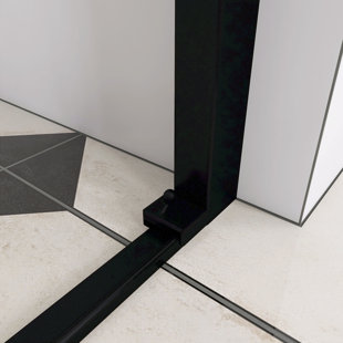 Porte de douche pivotante en aluminium noir mat
