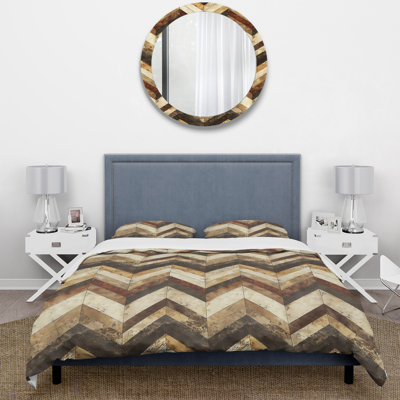 Ensemble de housse de couette Brown Chevron Glam Print II - Midcentury