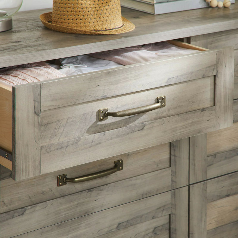 Commode double 6 tiroirs l 56,85 po Pendergrast, gris
