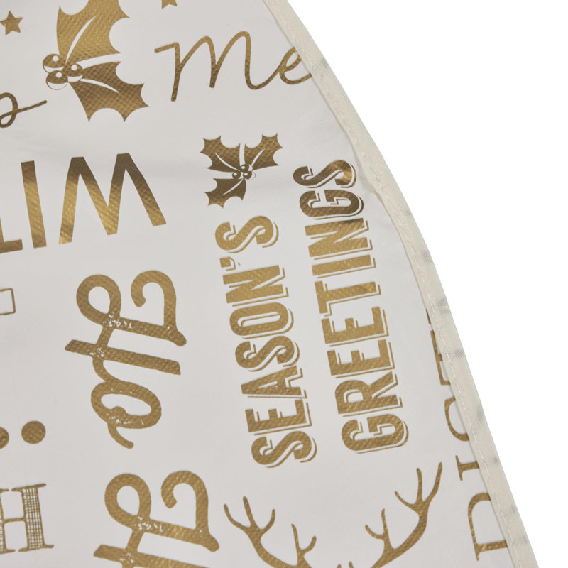 PVC Tablecloth 70in Round - Joyful Holiday Expressions Gold - Adds Elegance to your Holiday Decor