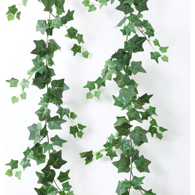 Guirlande de lierre artificielle à 2 rangs 79 po avec vignes en soie et feuilles vertes, plantes à suspendre, décoration pour chambre à coucher