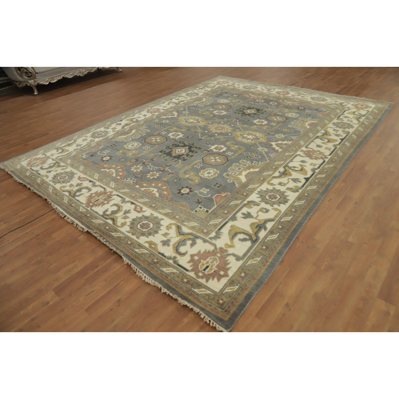 Handmade Grey Transitional Oushak Indian Area Rug 9x12