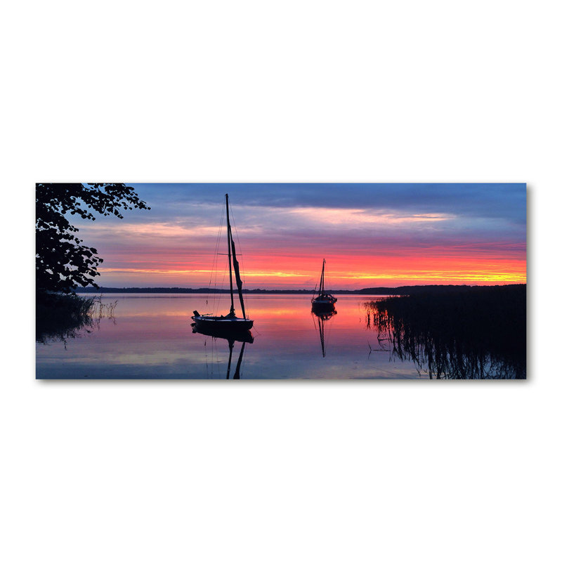 Sailboats At Sunset - Wrapped Canvas Print