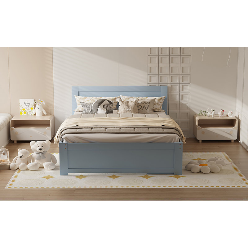 Full Size Platform Bed With Drawer And Two Shelves