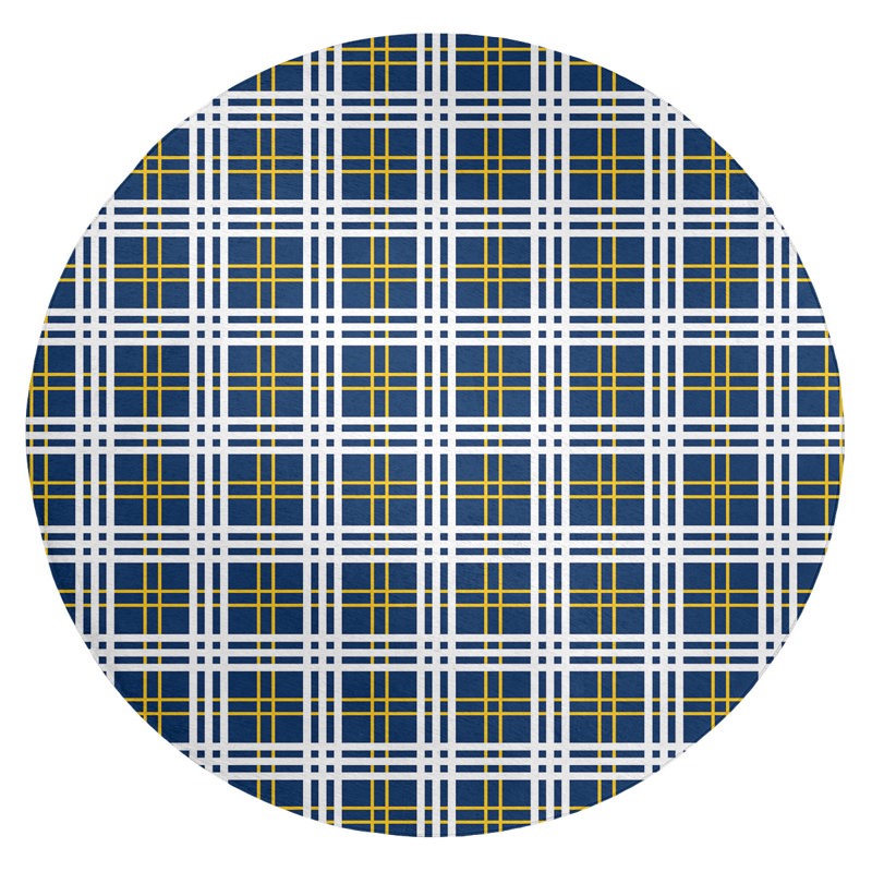Tapis à carreaux bleu, Rond 5 pi