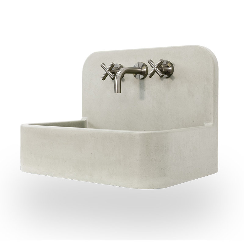 Newterra Handmade Concrete Wall/Vessel 22" Bathroom Sink, 3 Hole, Sand