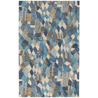 Deer Leap Kit Kemp x Annie Selke Hand Hooked Wool Blue Rug