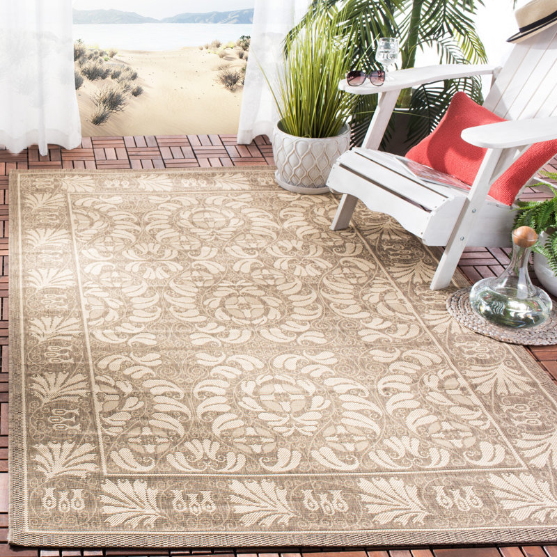 Arneshia Oriental Gray/Beige Area Rug, Rectangle 4' x 5'7"