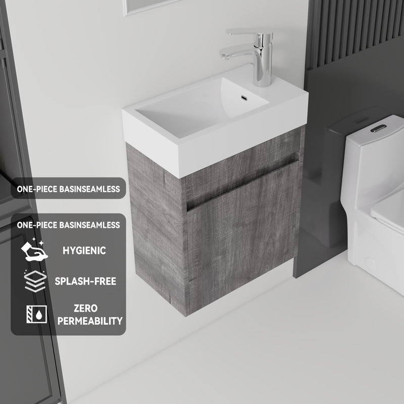 Ensemble de meuble-lavabo flottant, Gris