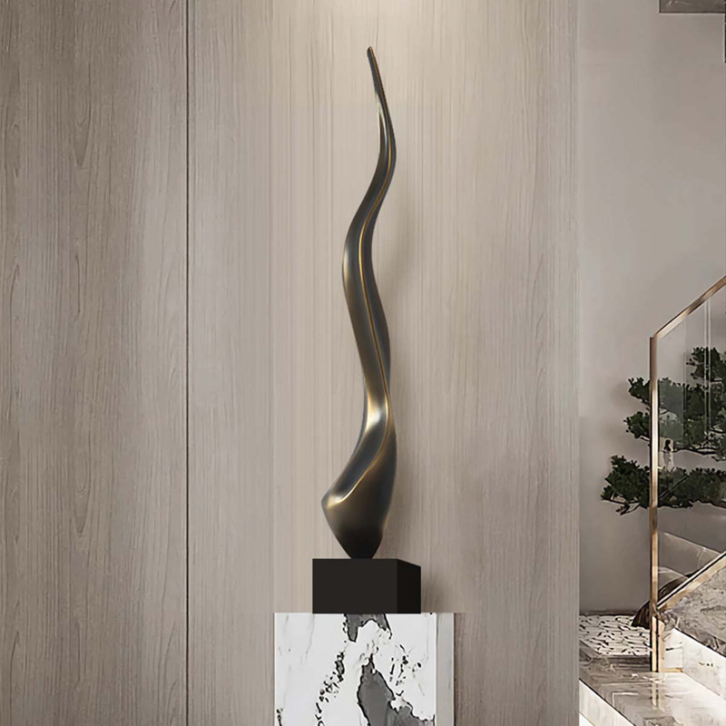 Sculpture abstraite moderne 40,16 ", Noir/bronze