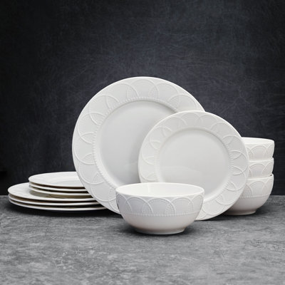 Pfaltzgraff Jules 12-Piece Porcelain Dinnerware Set, Service for 4