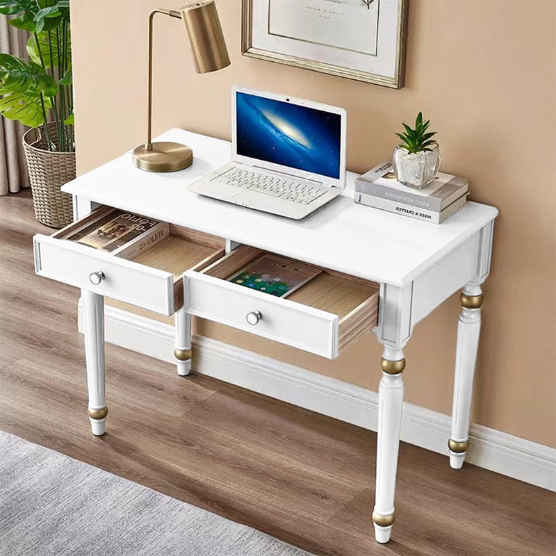 Bureau d'écriture avec tiroirs, 29.92"H*31.5"W*19.69"D, Blanc