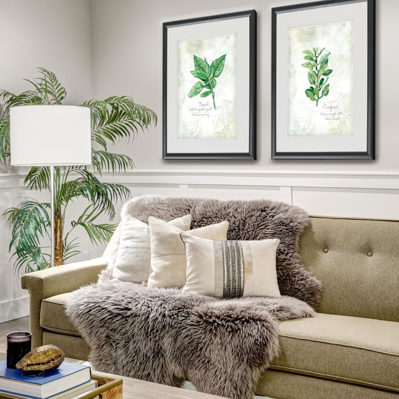 " Fresh Basil " 2 - Pieces Painting Print, Black