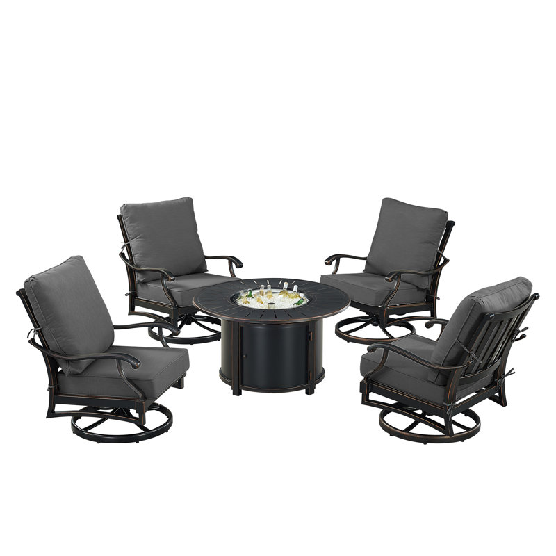 Ensemble de conversation d'extérieur pour 4 personnes avec coussins Paiden, Noir