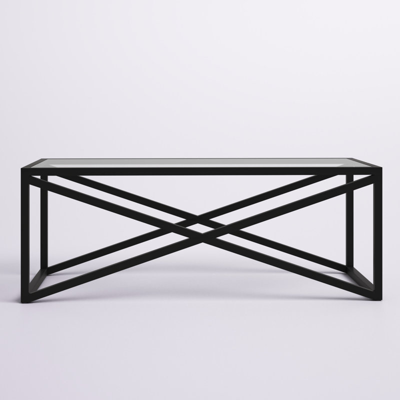 Calix Glass And Steel Coffee Table, 46" W x 20" D x 17" H, Blackened Bronze