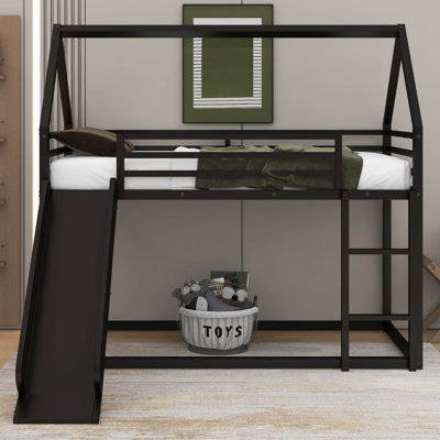 Abdulazeem Twin over Twin House Bunk Bed with Ladder and Slide -  Harper Orchard, 458FE755AB21417B8BB53C8960987CC2