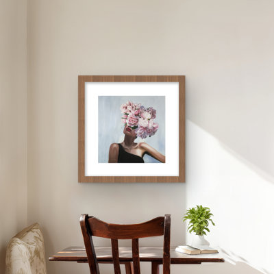 See life in flowers - Figurative Pink Framed Matted Print