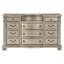 Commode de luxe 1 pièce à finition argentée avec 11 tiroirs et mobilier en marbre véritable