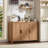 Sideboard Buffet Cabinet With Storage, 46" Arc-Shaped Credenza With 3 Doors & Adjustable Shelves, Mid Century Modern Coffee Bar Cabinet For Kitchen, Living Room, Entryway-64397789-54099597