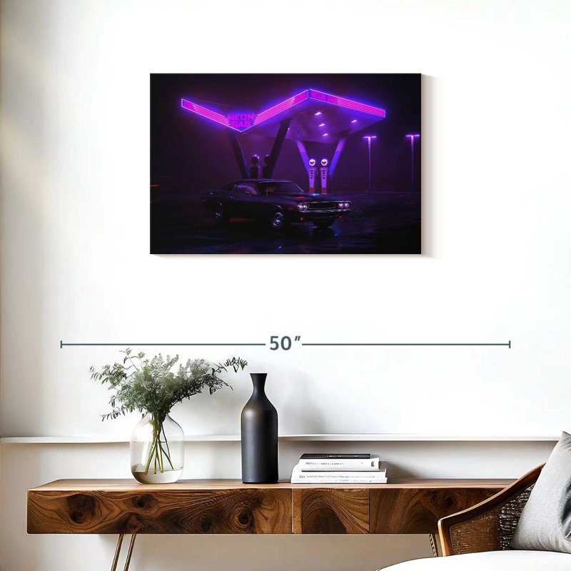 Mehar Neon Gas Station Car, 20" H x 30" W