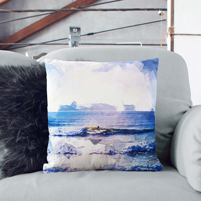 Surfing in Rhode Island Cushion with Filling