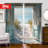2Pcs Ocean Beach Scenery Door Window Curtains Coastal Sandy Path Sea View Curtain Panels for Living Room Bedroom Bathroom Kitchen Office Home Decor Rod Pocket Light Filtering Privacy Treatment-435691032