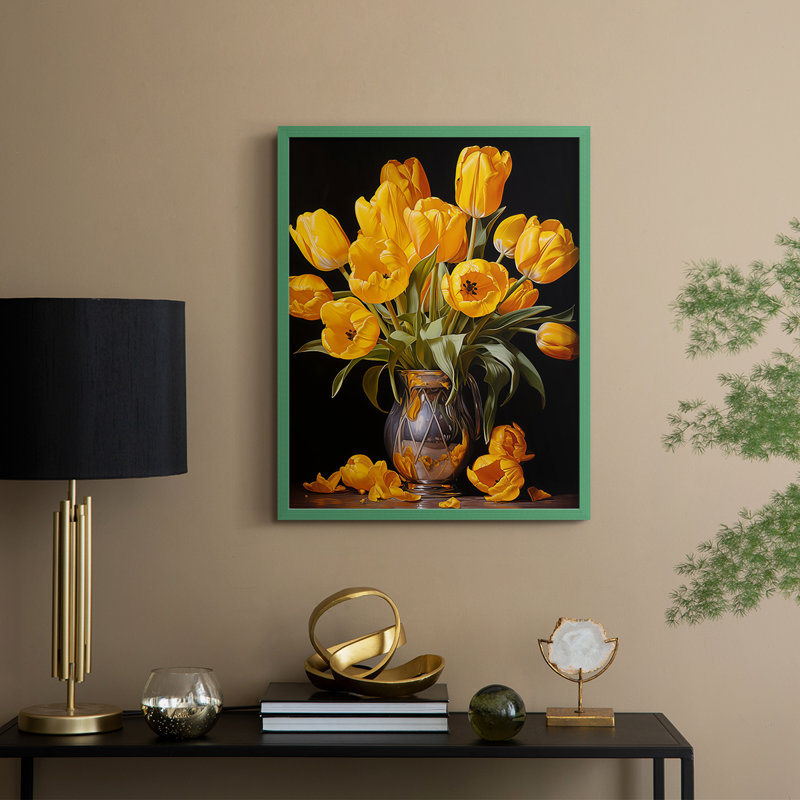 Reproduction encadrée FLORAL Series DCCXCVIII - bois massif, H 15 po x l 12 po, Vert