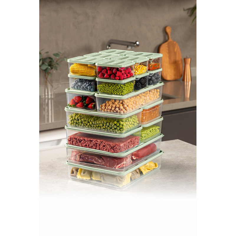 20-Piece Storage Box Set, Mint Color, 5.5 x 12 x 2.8 inches (12 pcs), 9 x 6 x 2.8 inches (4 pcs), 9 x 11.5 x 2.6 inches (2 pcs) | 100% Plastic, Dishwasher Safe | Ideal for Organizing Home & Office Spaces