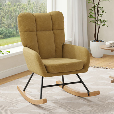Modern Nursery Rocking Chair, Upholstered Glider Chair for Living Room, Bedroom