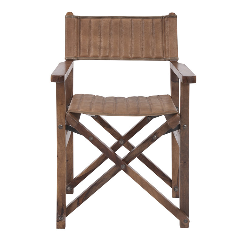 Gibrian Upholstered Armchair, Brown Genuine Leather, Brown