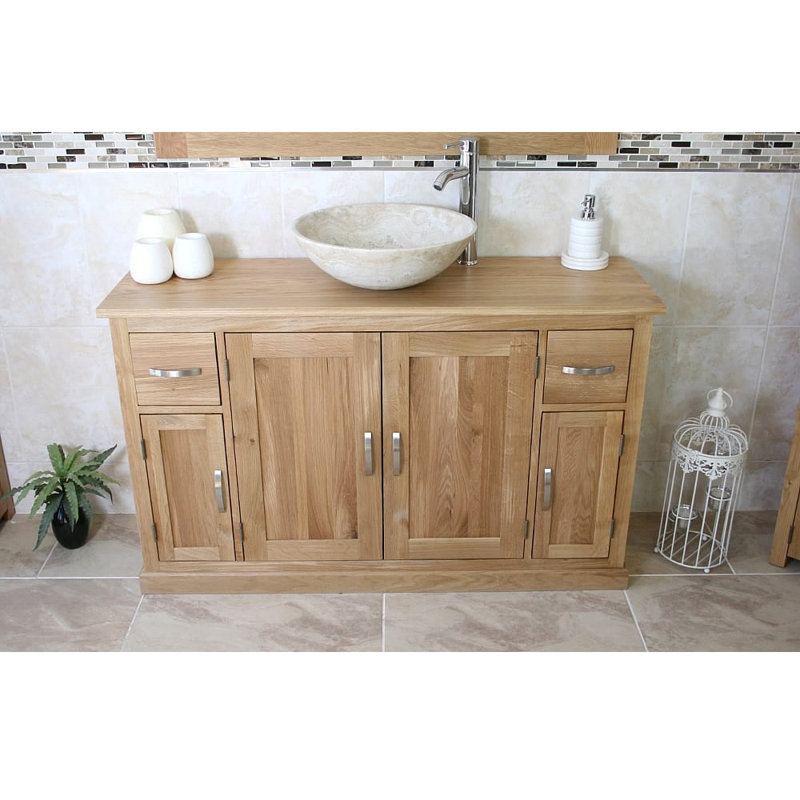 Easley 1230mm Single Bathroom Vanity with Vessel Basin, Travertine Basin