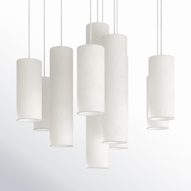 Strathmore Brushed Nickel 15-Light Tiered Foyer Chandelier with Off-White Shades