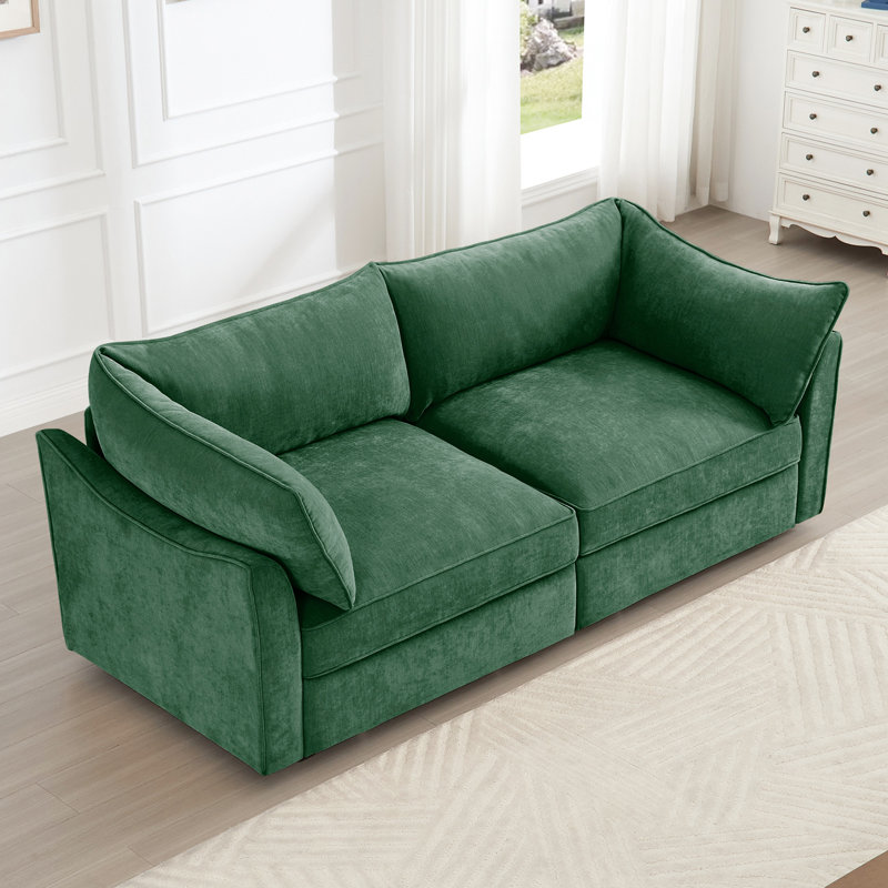 Chenille 2 places avec croissant et tiroirs de rangement escamotables pour les petits espaces de vie urbains de style contemporain