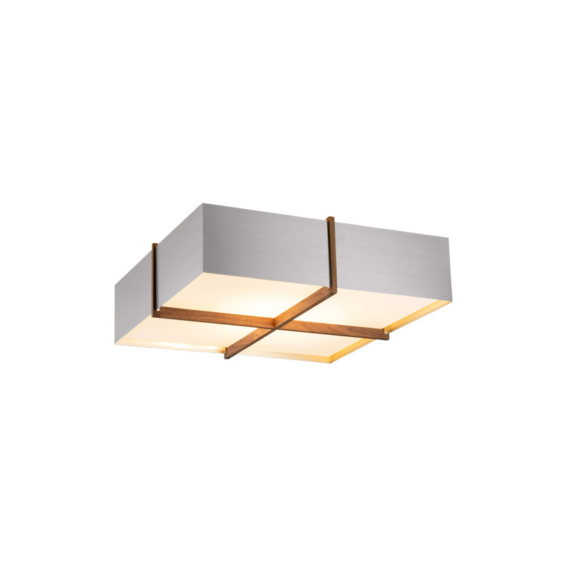 Plafonnier encastré à DEL Veram - 3500K, Aluminium brossé, H 6,4 po x l 18 po x P 18 po, Chêne blanchi