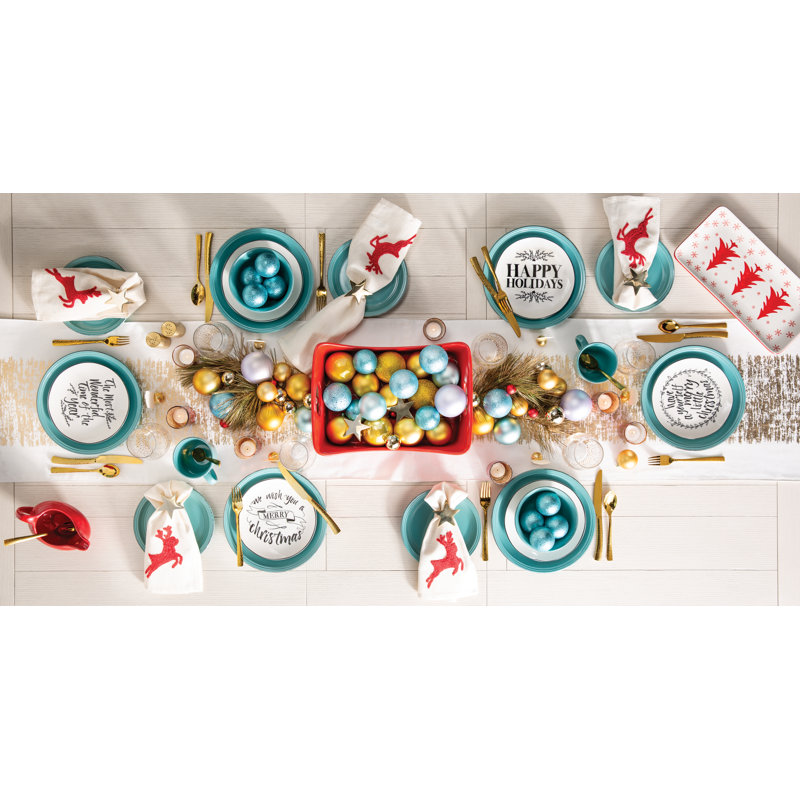 Winterfest Red and White Ceramic Rectangular Platter