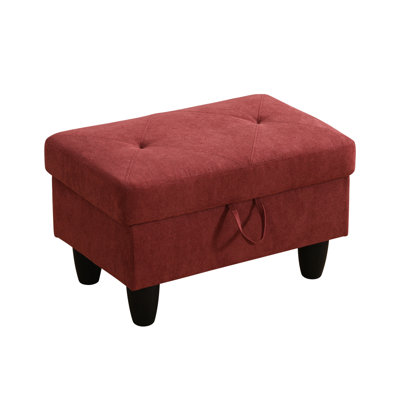 Repose-pieds 28,5 po avec rangement, repose-pieds en flanelle avec repose-pieds rembourré, repose-pieds carré confortable, repose-pieds avec rangement et repose-pieds parfait pour le salon, la chambre à coucher, rouge