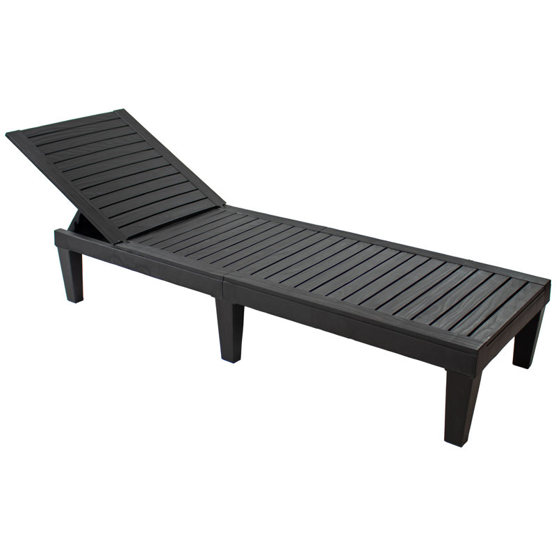 5-Position Adjustable Polypropylene Resin Sun Lounger - Black