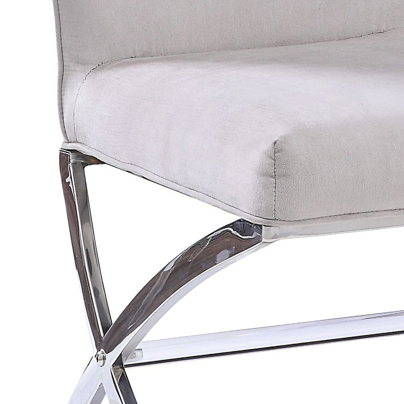 Modern Beige Velvet Side Chairs, 2 Chairs , Legs, Dining Area, Rectangular, Solid Back