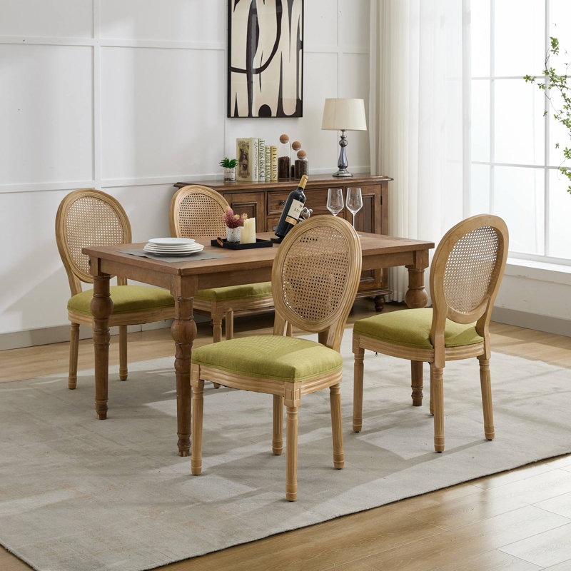 50 cm H Linen Side Chair, Green