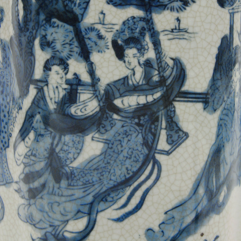 Vase de table en porcelaine bleu / blanc 12 po, Mesdames bleu