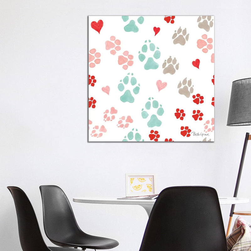 Paws Of Love Pattern IIIA by Beth Grove - Wrapped Canvas Print, 93.98 cm H x 93.98 cm W x 1.91 cm D
