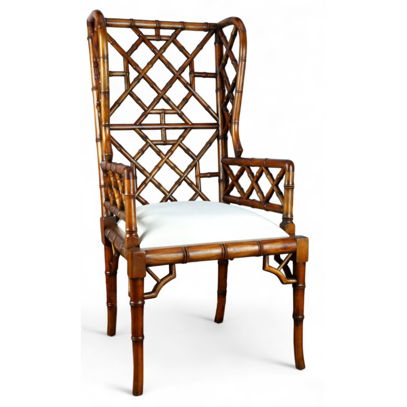 Hallam Chinese Chippendale Wingback Chair, Walnut