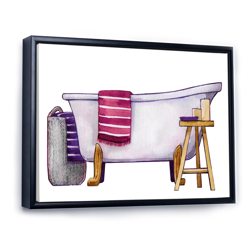 «Natural Bathroom Decor IV», reproduction sur toile encadrée, H 24 po x l 36 po x P 1 po, Cadre flottant noir