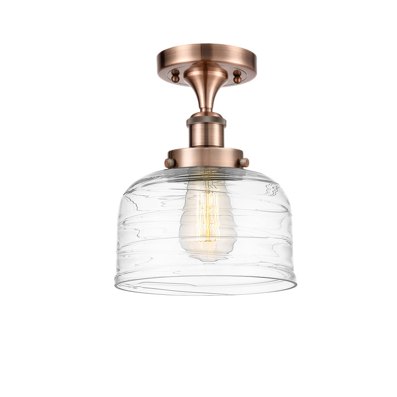 Plafonnier semi-encastré 1 lumière Anjelique, Cuivre antique, Ampoule non incluse, H 13 po x l 8 po x P 8 po