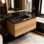 Claren 36 po L x 19 po P 2 tiroirs Meuble-lavabo mural avec évier simple et Comptoir en Quartz noir d'ingénierie