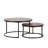 Modern Round Coffee Table Set of 2, Nesting Tables with Adjustable Feet for Living Room, Brown