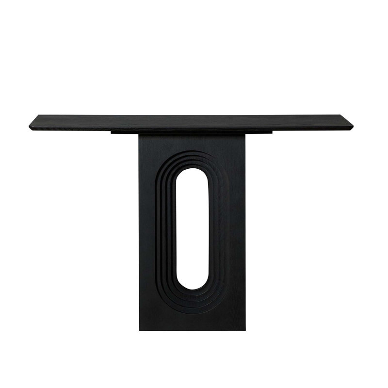 Console moderne et étroite avec un design bouclé unique pour le couloir, l'entrée et la décoration de l'appartement, Noir