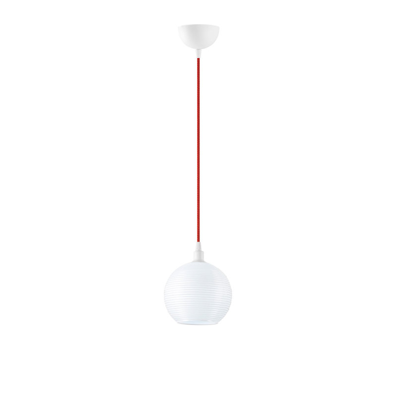 Luminaire suspendu sphère 1 lumière Barreto, Blanc / Rouge