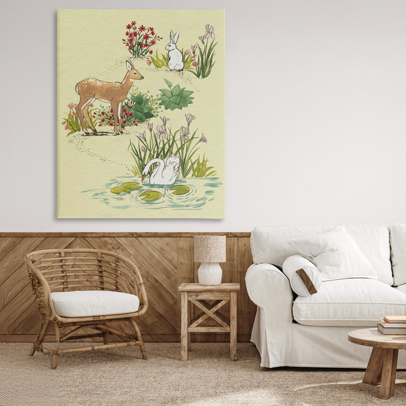 «Peaceful Spring Animals», toile par Grace Popp, H 48 po x l 36 po