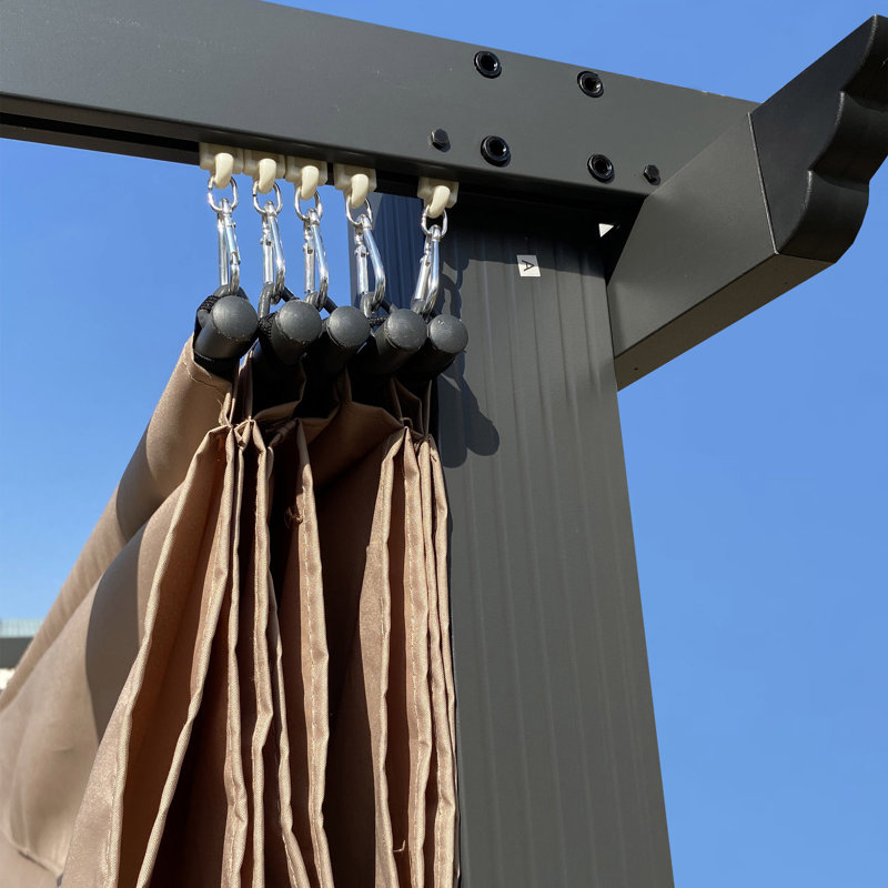 Pergola en aluminium avec auvent, Beige, 13 pi. L 10 pi. D